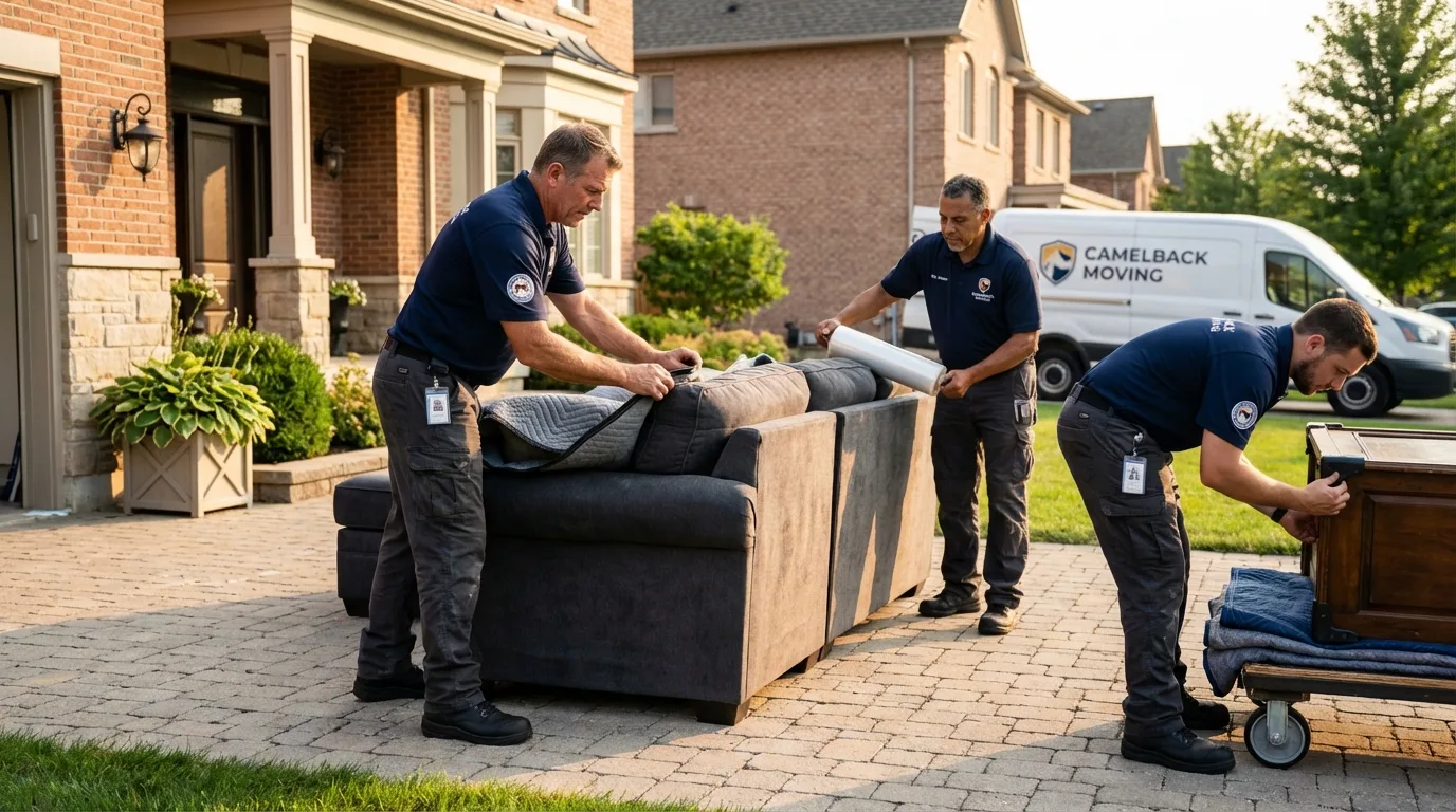Large estate moving crew wrapping furniture in Charles City, VA